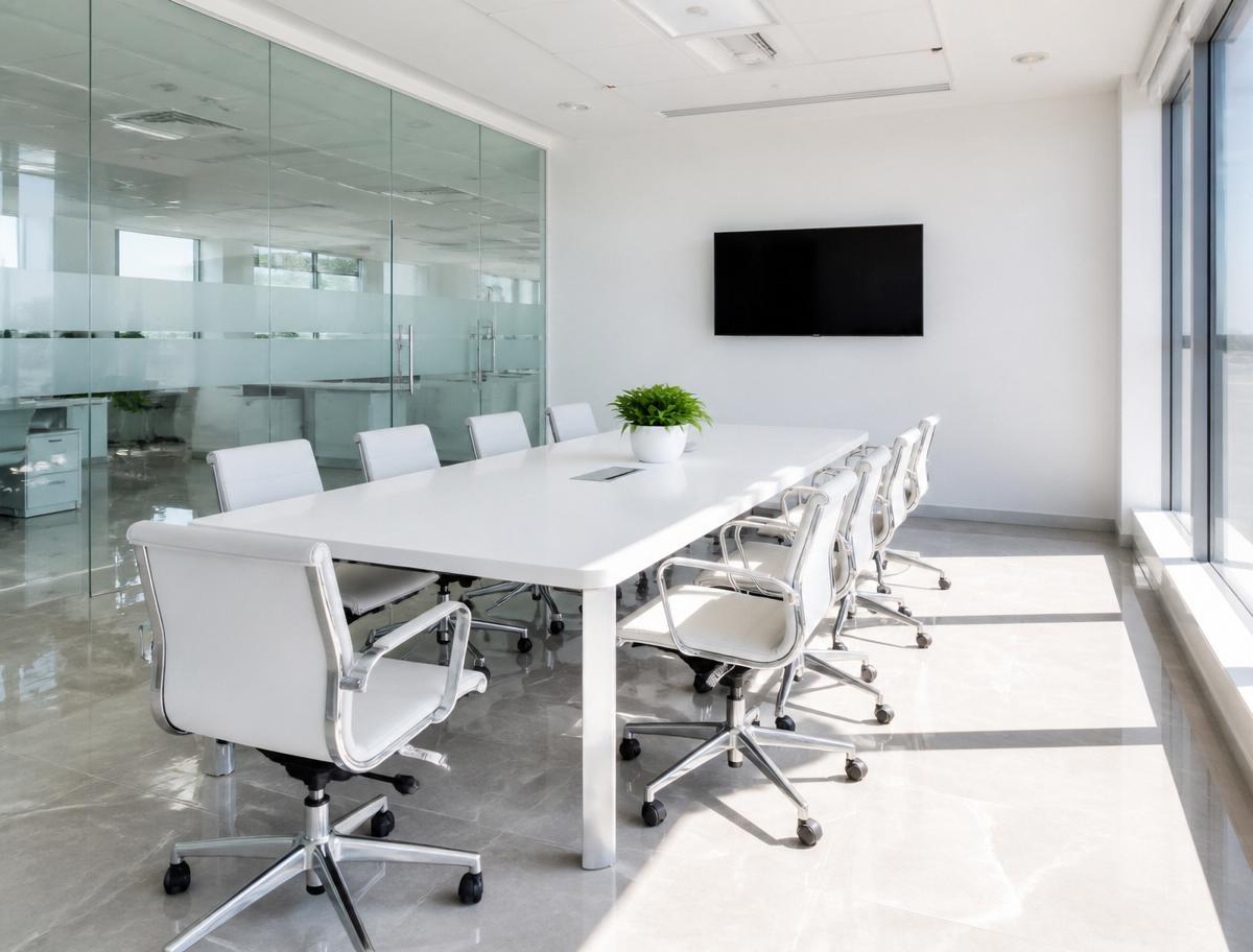 Salle de réunion lumineuse et parfaitement entretenue
