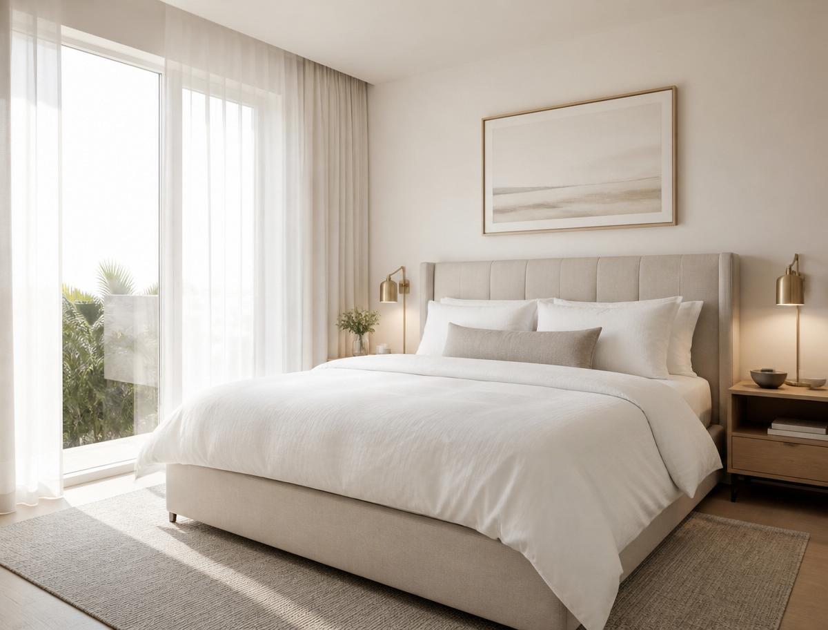 Chambre lumineuse avec literie parfaitement refaite